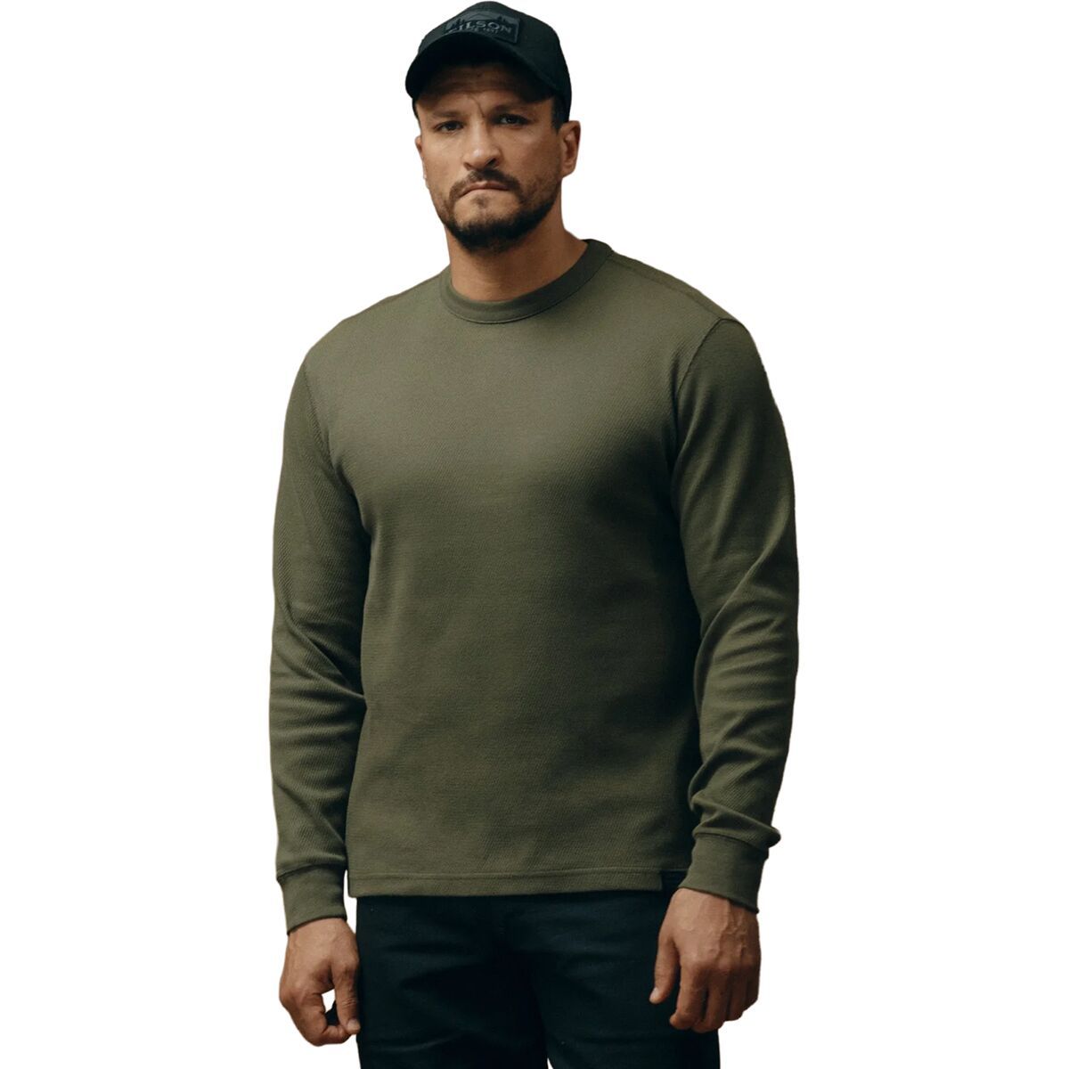 Waffle Knit Thermal Crewneck Top - Men's