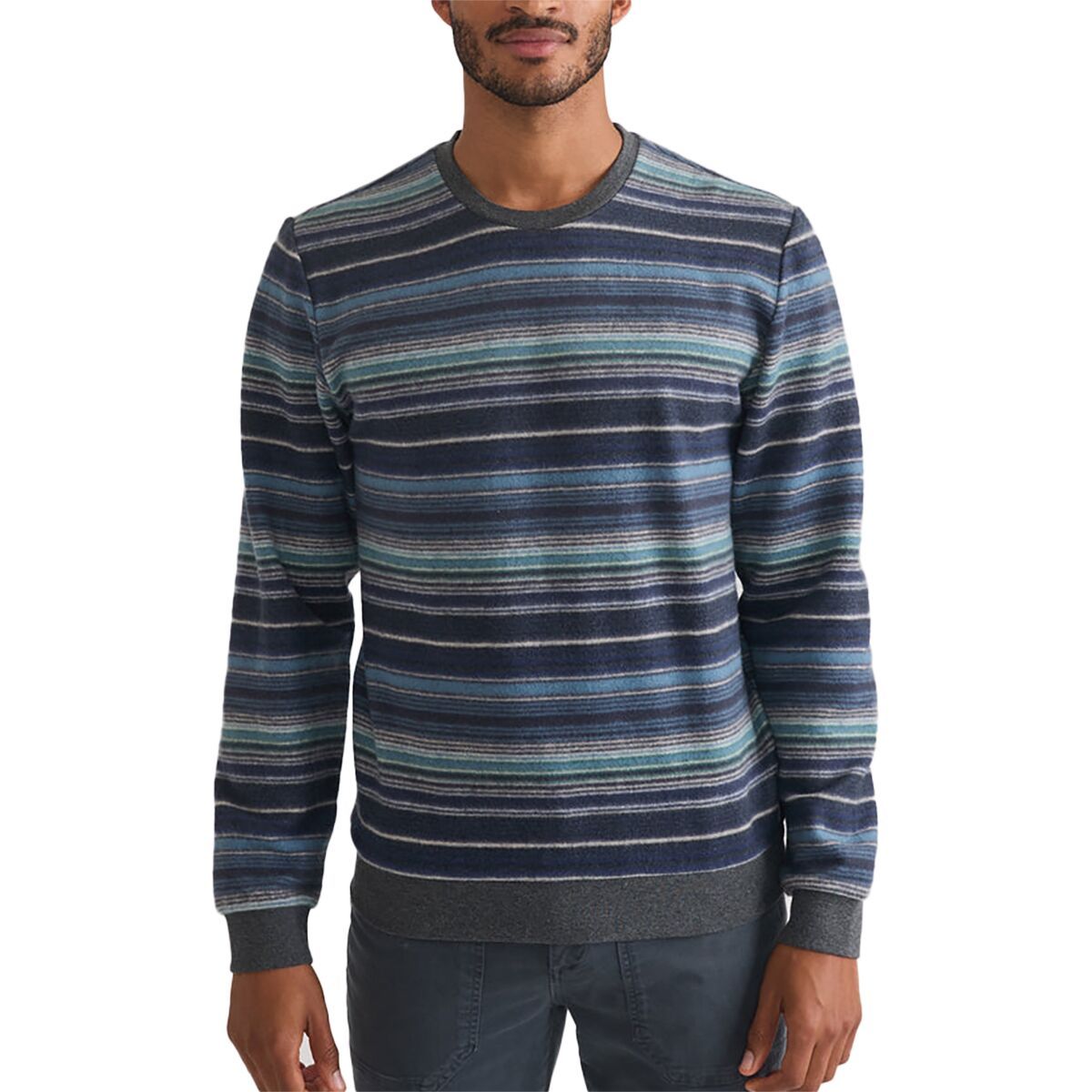 Signature Fleece Out Stripe Crewneck Sweatshirt - Men's