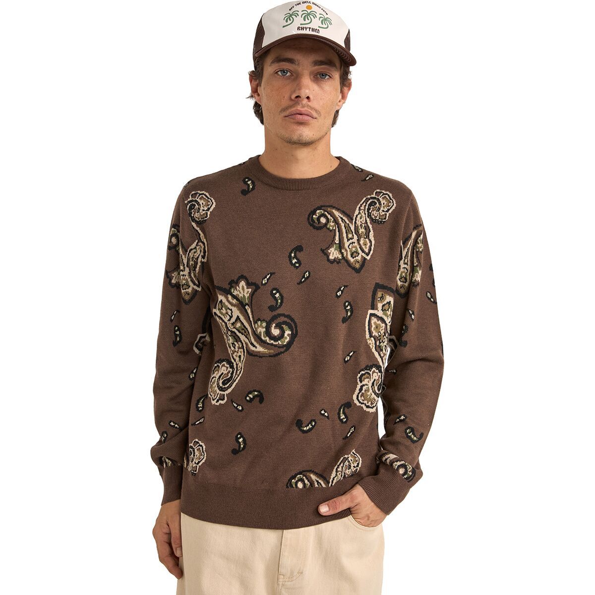Mohair Paisley Knit Sweater - Men's
