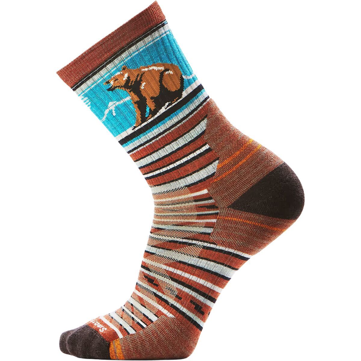 Hike Targeted Cushion Bear Stripe Mid Crew Sock - Men's